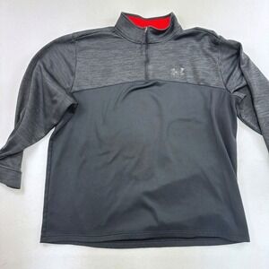 Under Armour Mens 3XL ColdGear Quarter Zip Pullover Black Gray Colorblock Fleece